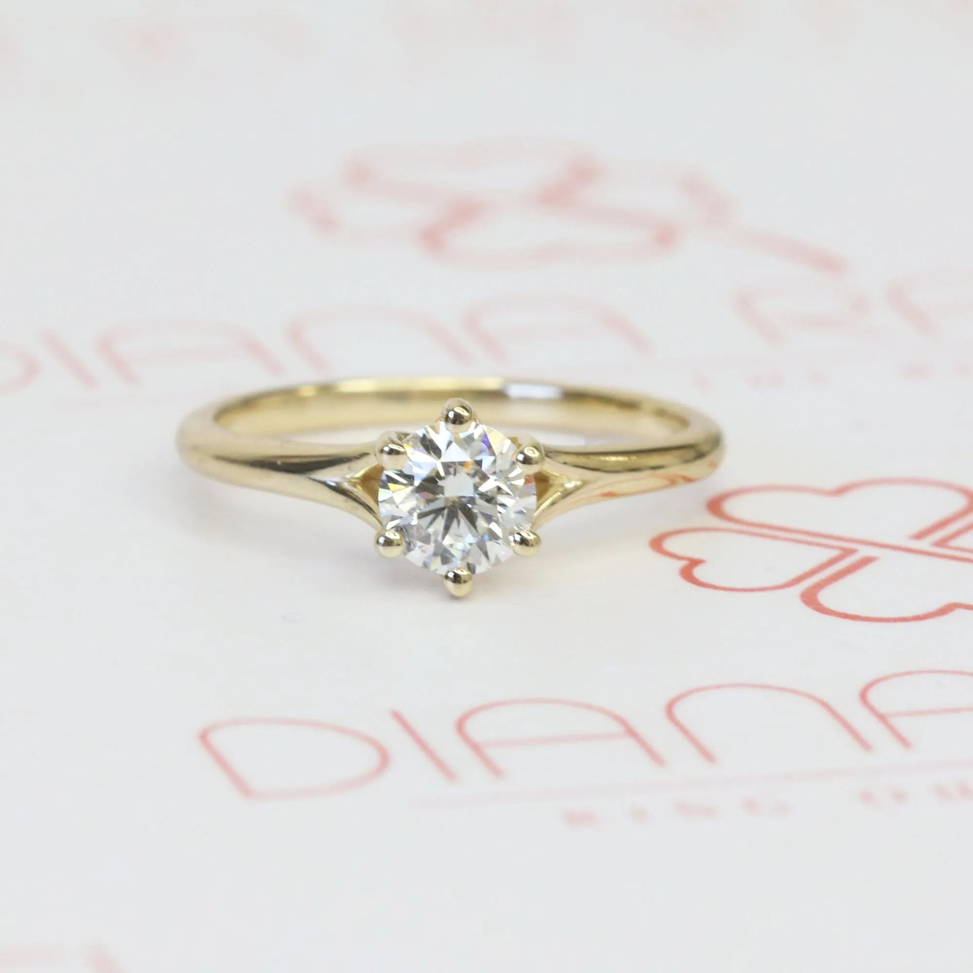 Fiery Light split shank Natural Round  Diamond Engagement Ring