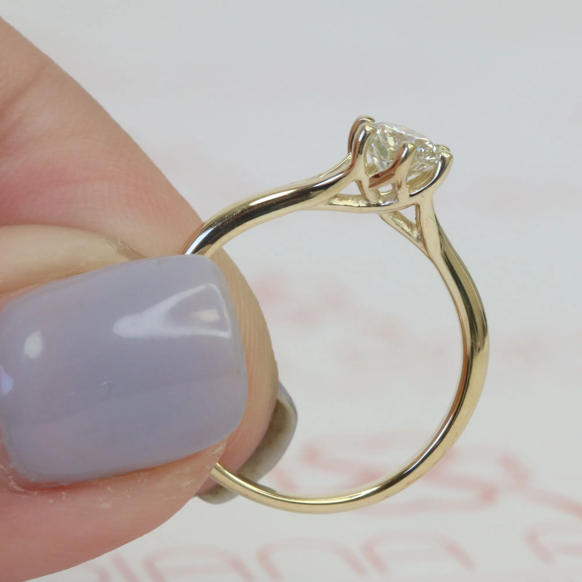 Fiery Light split shank Natural Round  Diamond Engagement Ring
