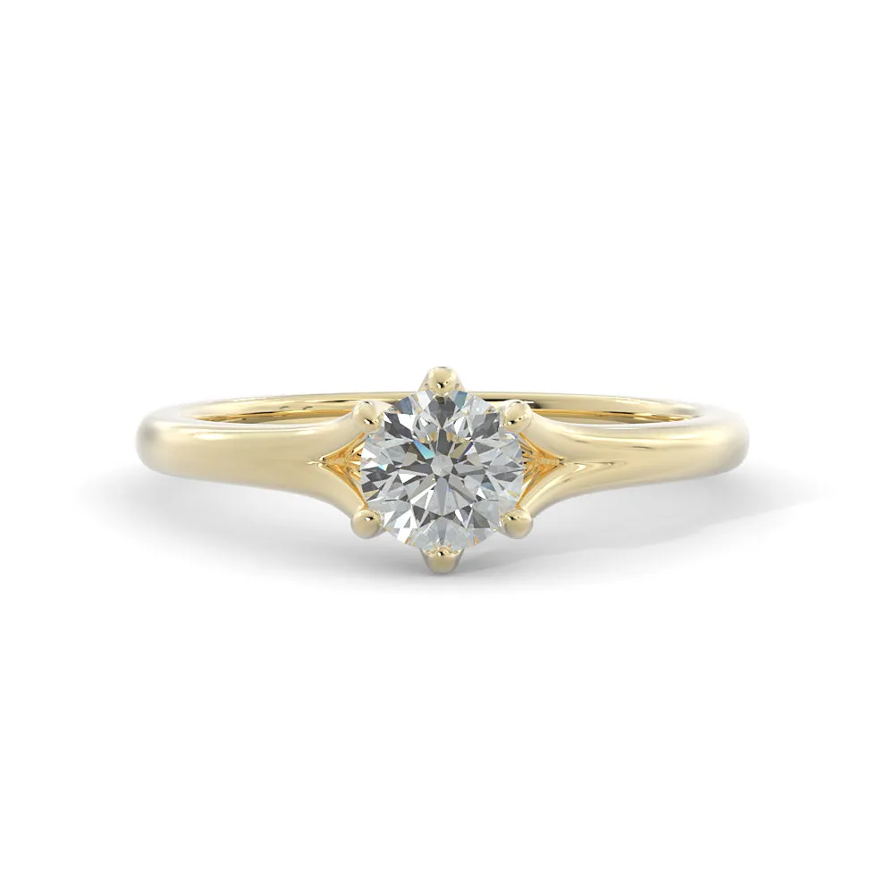 Fiery Light split shank Natural Round  Diamond Engagement Ring