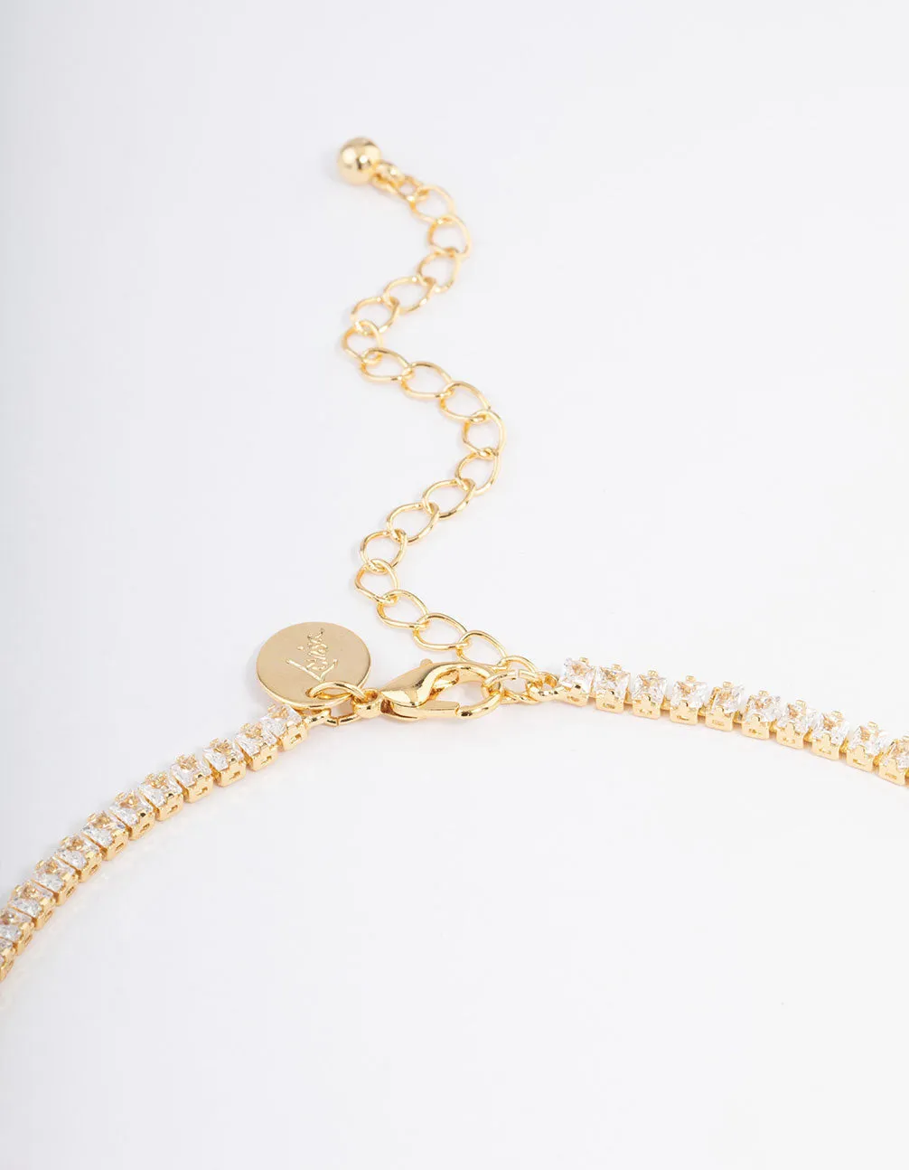 Gold Plated Fine Cubic Zirconia Cup Chain Tennis Necklace