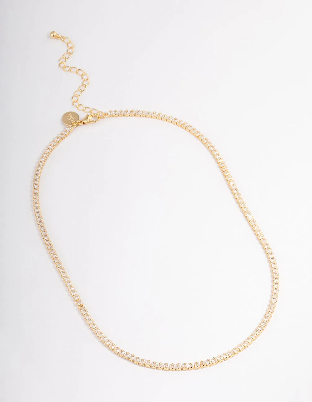 Gold Plated Fine Cubic Zirconia Cup Chain Tennis Necklace