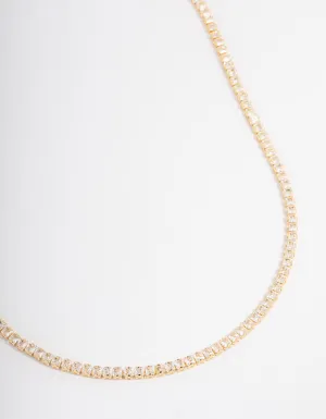 Gold Plated Fine Cubic Zirconia Cup Chain Tennis Necklace