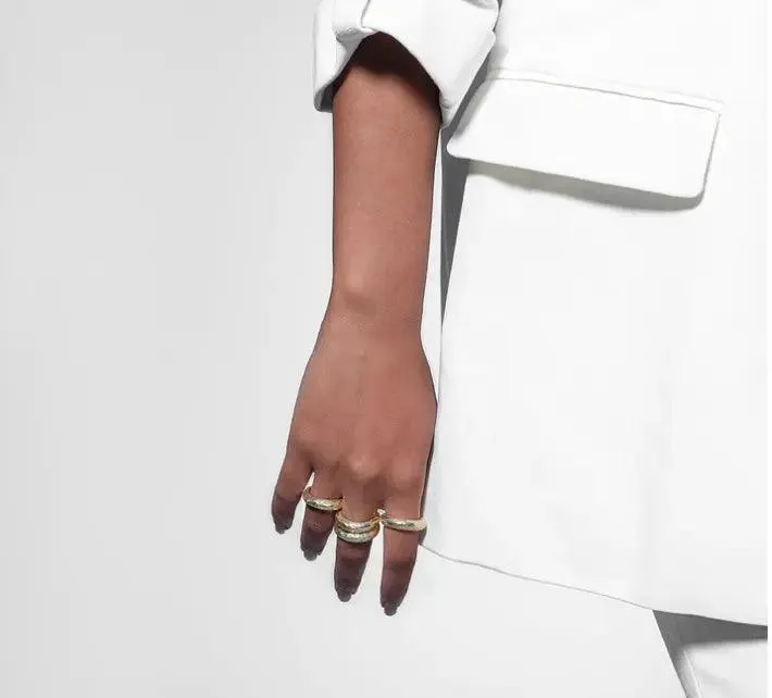 Hammered Gold Orb Stackable Ring