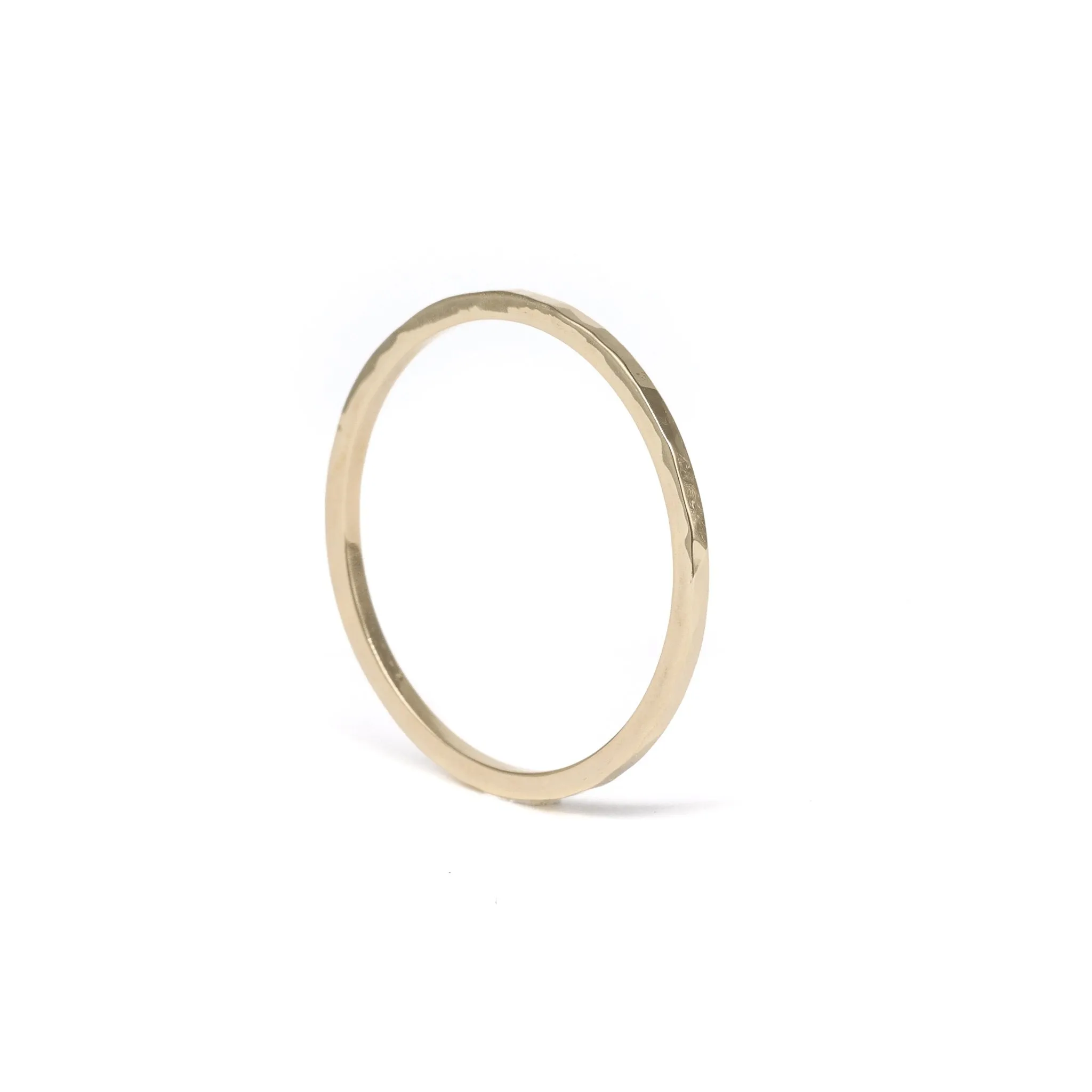 Hammered Stackable Ring in Yellow Gold