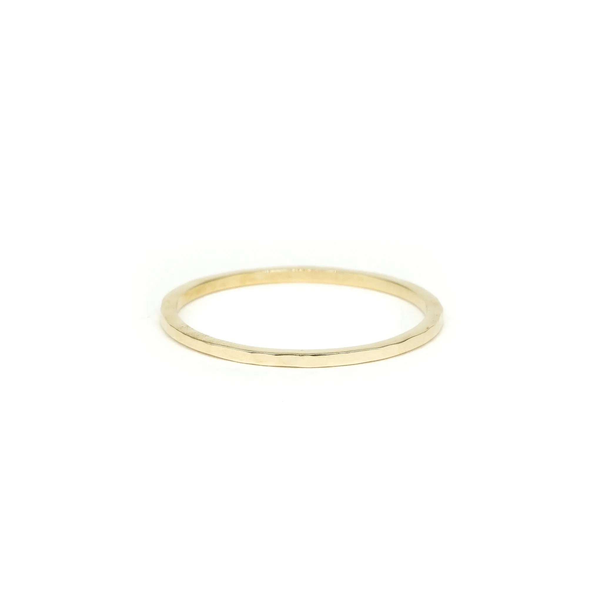 Hammered Stackable Ring in Yellow Gold