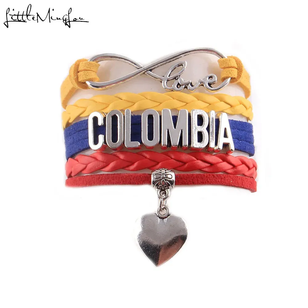 Infinity Love Colombia Bracelet Heart Charm Leather Jewelry