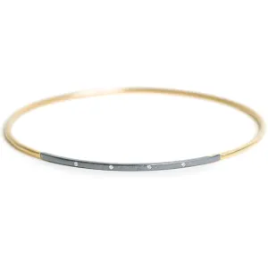 Legacy Diamond Bangle - 18ky Gold, Oxidized Silver   VS Diamonds