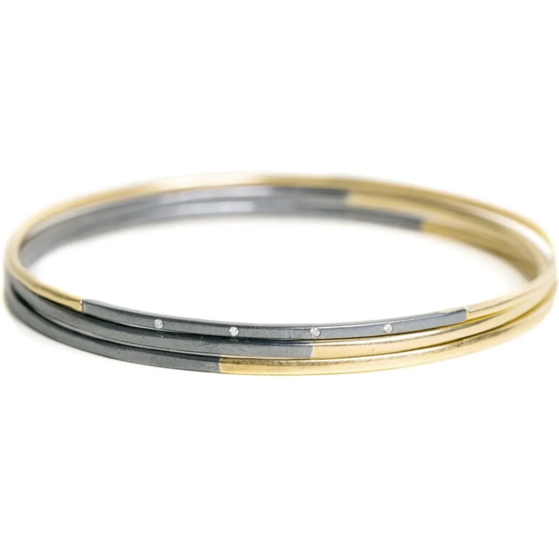Legacy Diamond Bangle - 18ky Gold, Oxidized Silver   VS Diamonds