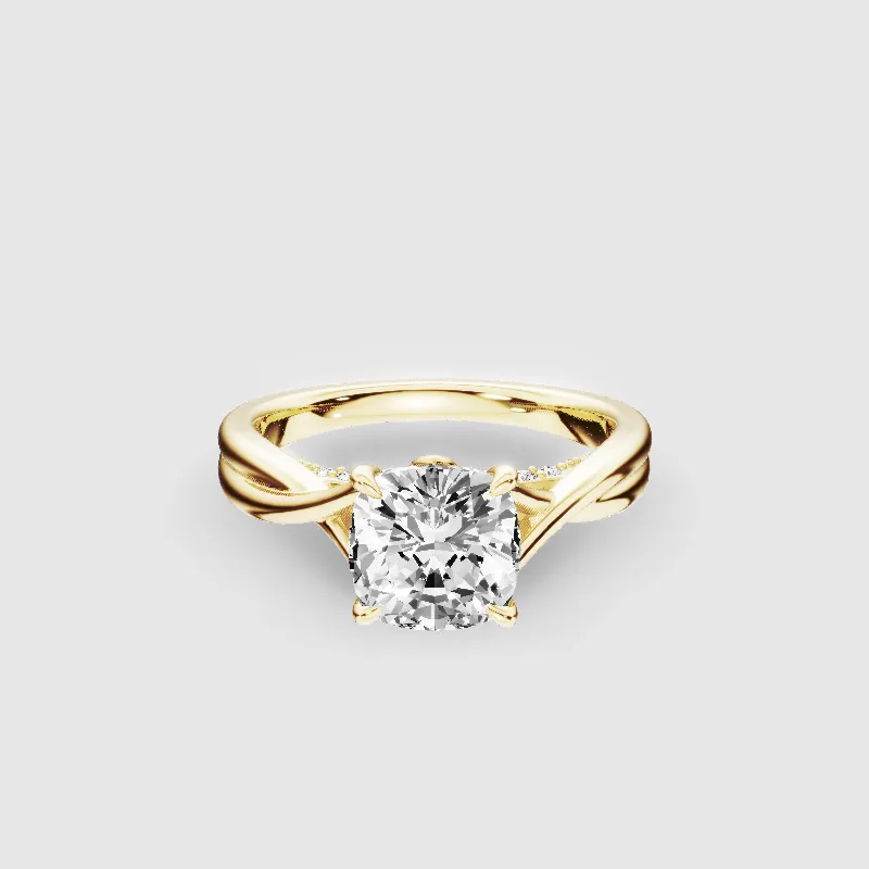 Lily Solitaire Lab Grown Diamond Ring-Cushion