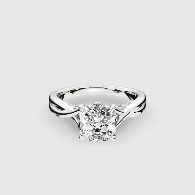 Lily Solitaire Lab Grown Diamond Ring-Cushion