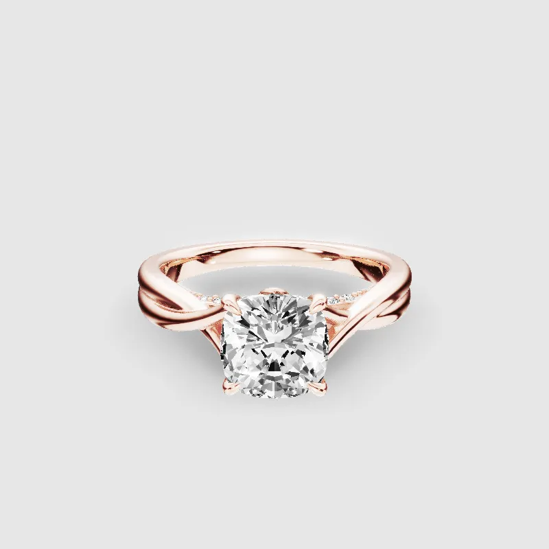 Lily Solitaire Lab Grown Diamond Ring-Cushion