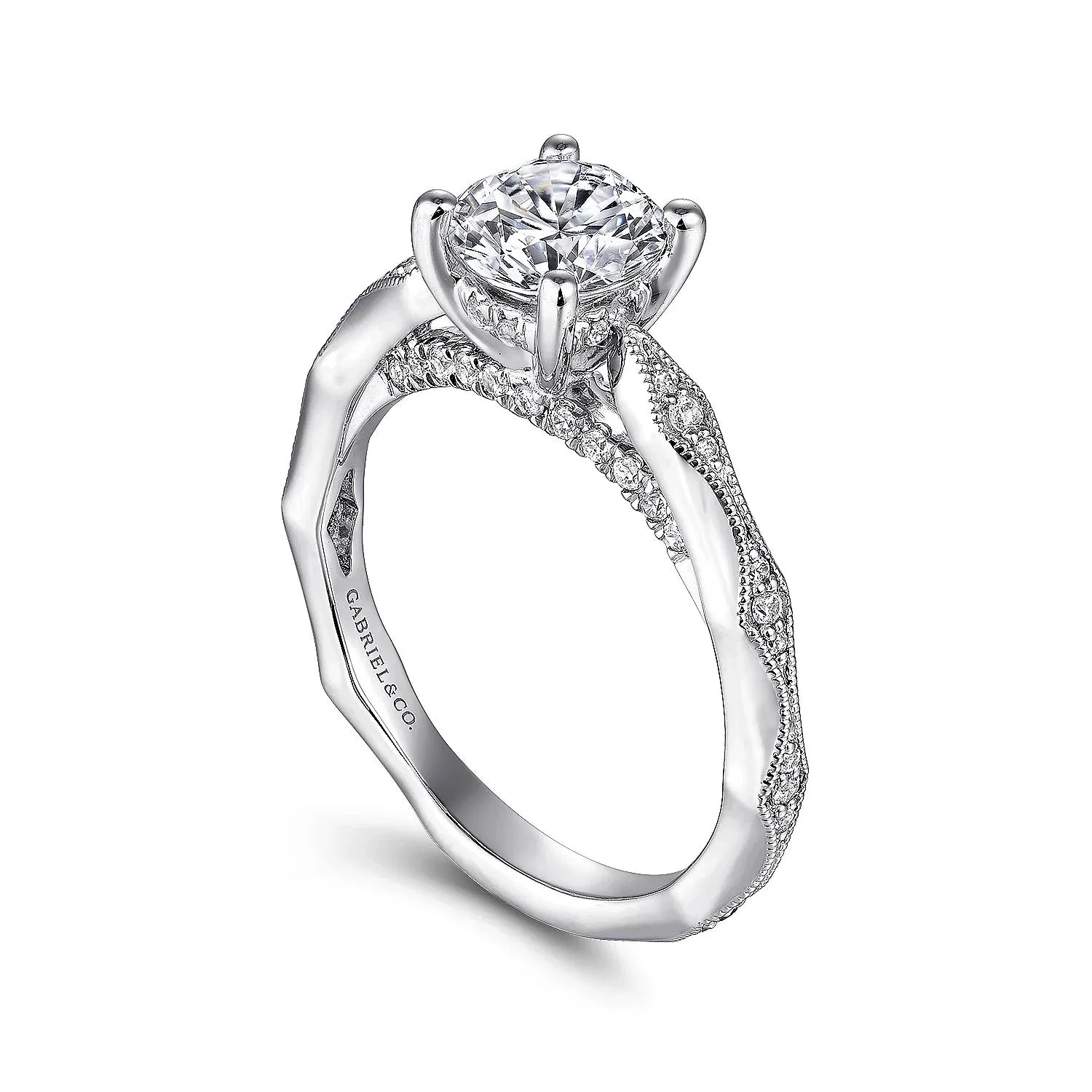 Mason - 14k White Gold Round Diamond Engagement Ring
