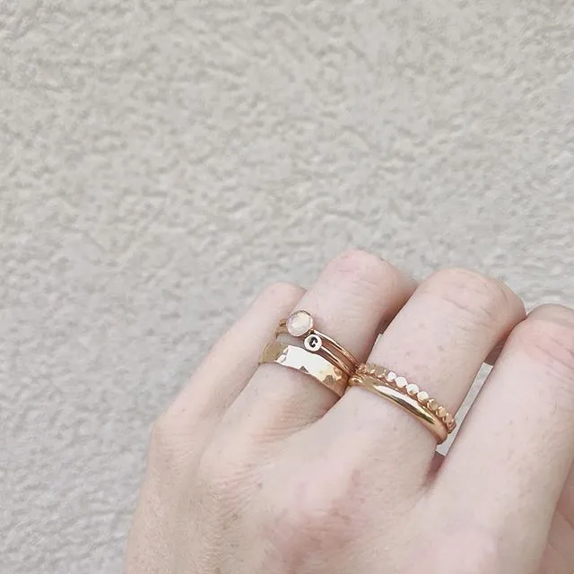 Mini Letter Initial Stacking Ring in Gold