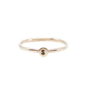 Mini Letter Initial Stacking Ring in Gold