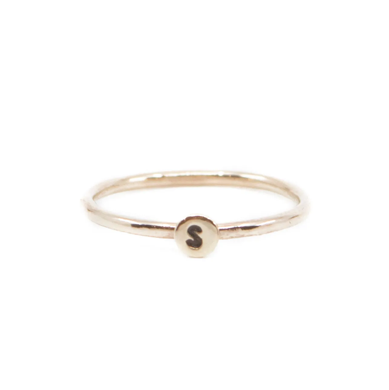Mini Letter Initial Stacking Ring in Gold