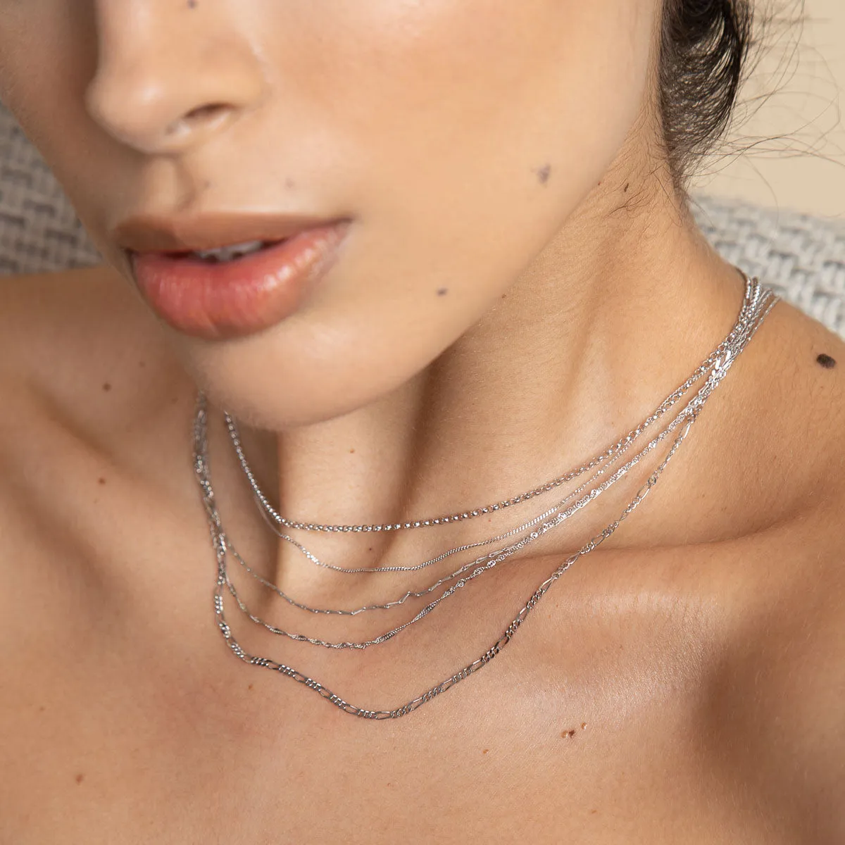 Miyu Chain Necklace in Solid White Gold