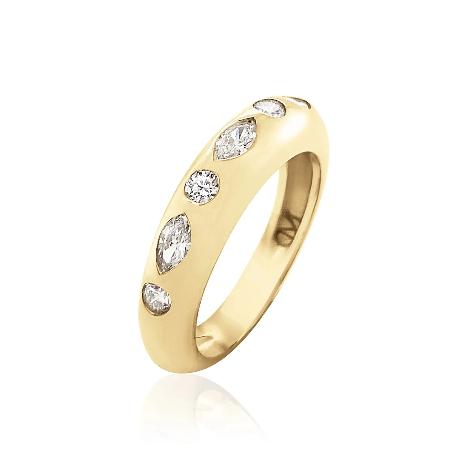 Nine Round & Marquise Diamond Skinny Ring