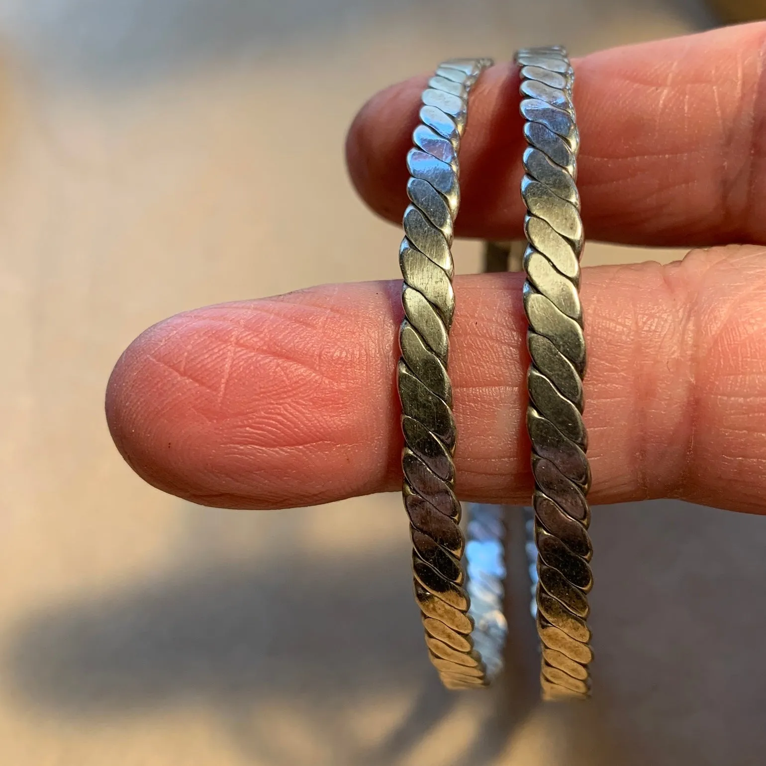 Pair of Vintage Sterling Flat Bangles