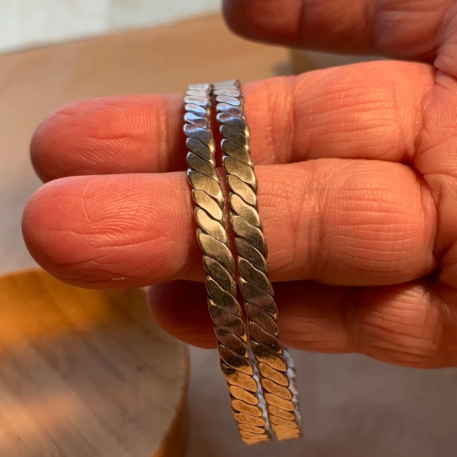Pair of Vintage Sterling Flat Bangles