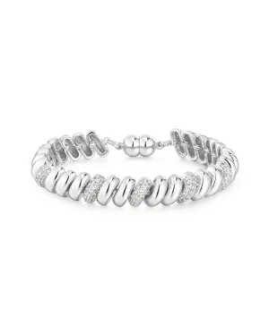 Pave Ridged Marbella Bracelet- Silver