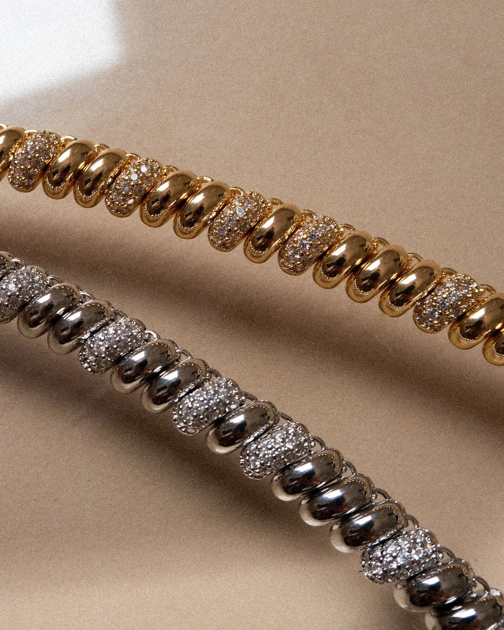 Pave Ridged Marbella Bracelet- Silver