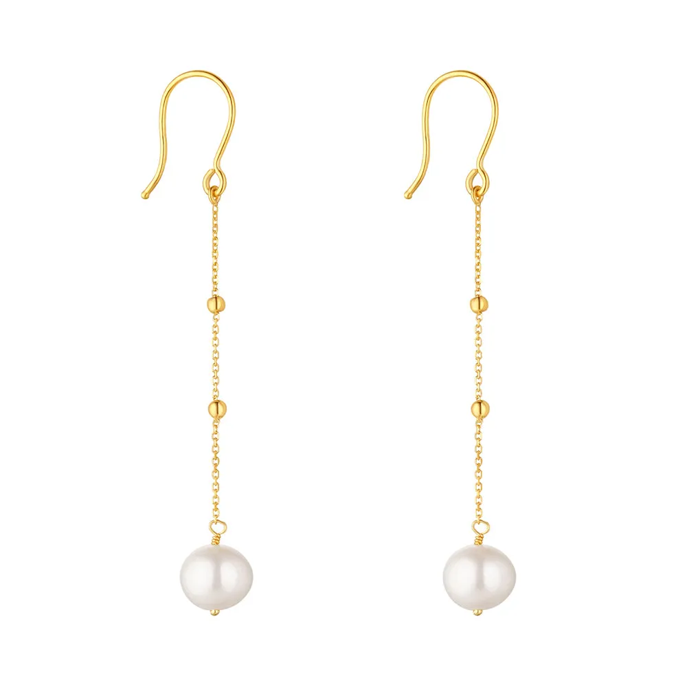 Pearl & Ball Chain Drop Earrings