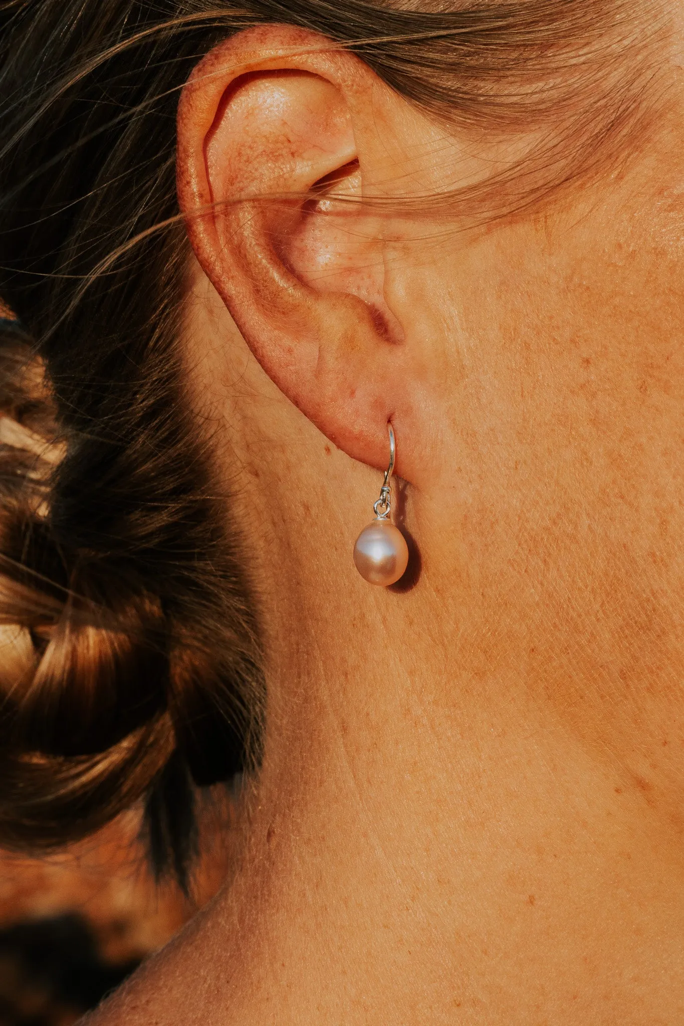 Pink Pearl Hook Drop Earrings