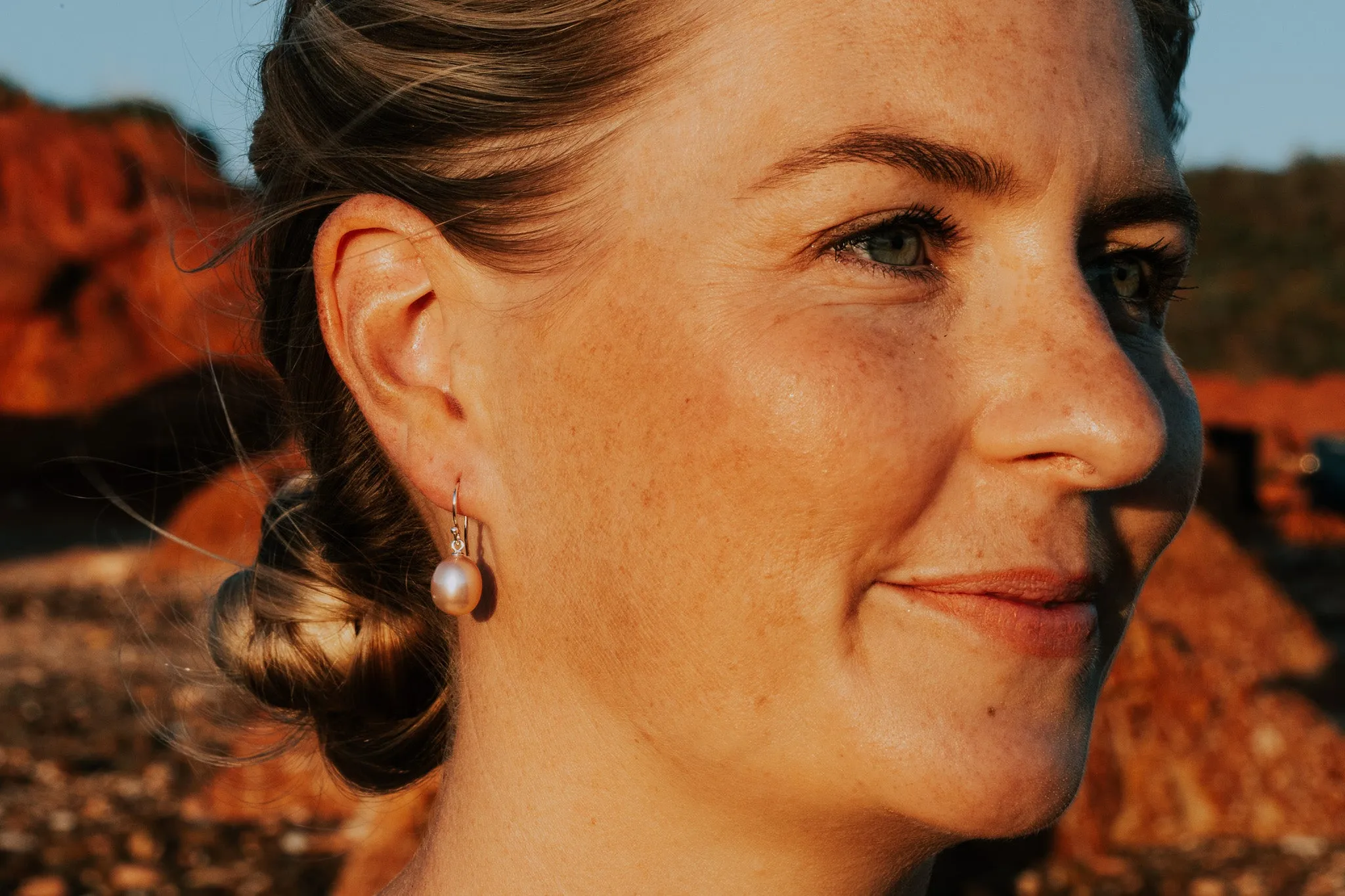 Pink Pearl Hook Drop Earrings