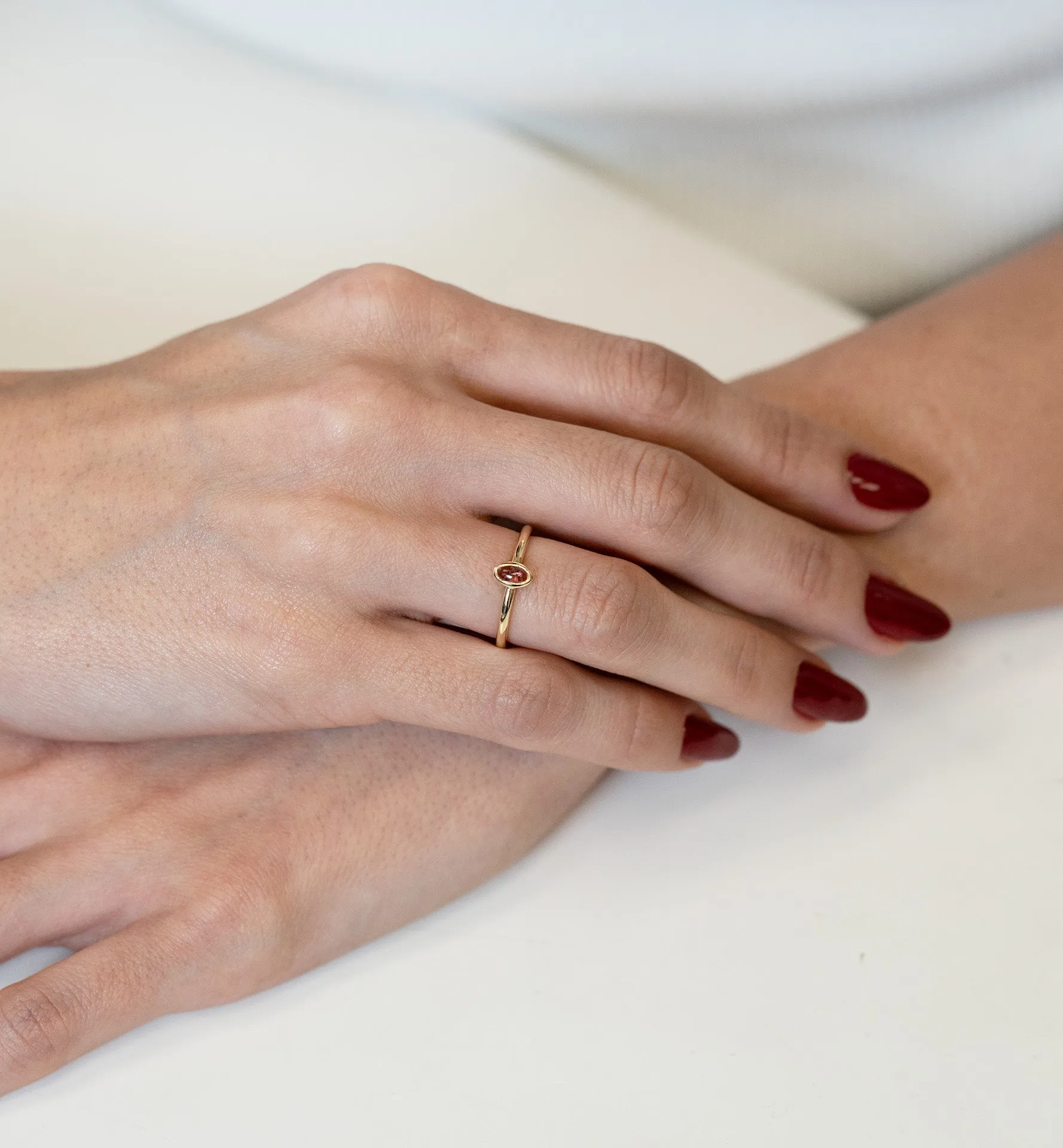 Pink Tourmaline Bezel-Set Ring