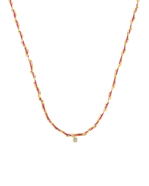 Pink : Twine Diamond Necklace - 18K Gold Vermeil