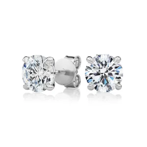 Premium Certified Lab-Grown Diamond, 3.00 carat TW round brilliant stud earrings in 18 carat white gold