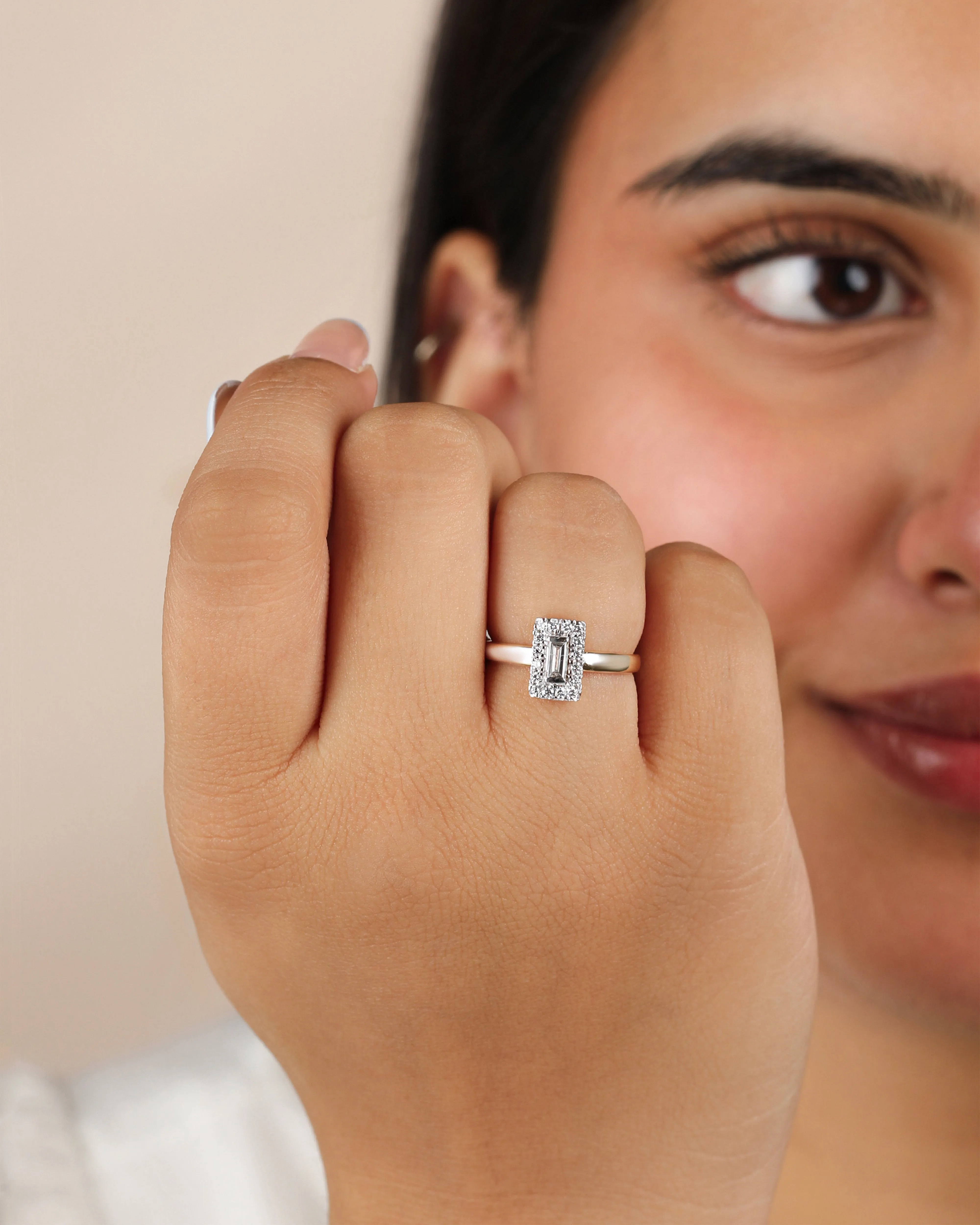 Princess Diamond Baguette 14k Gold Ring