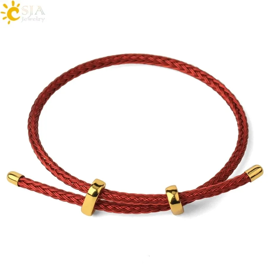 Red Black Steel Wire Adjustable Bangles Expandable Handmade Braided Rope Bracelet Couple Bracelets for Women Men Jewelry G434