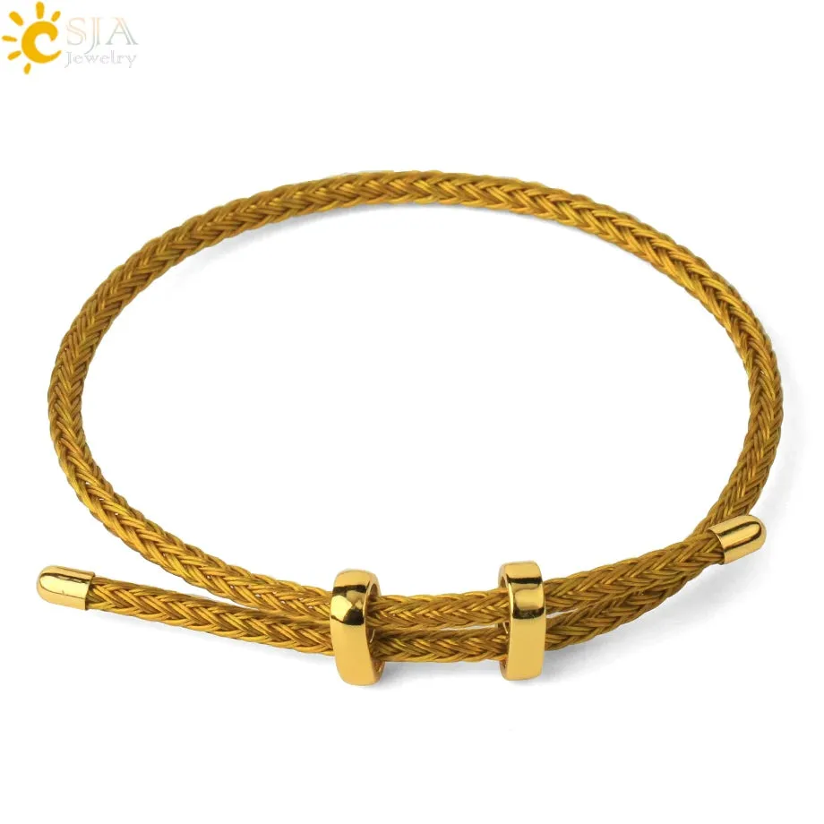 Red Black Steel Wire Adjustable Bangles Expandable Handmade Braided Rope Bracelet Couple Bracelets for Women Men Jewelry G434