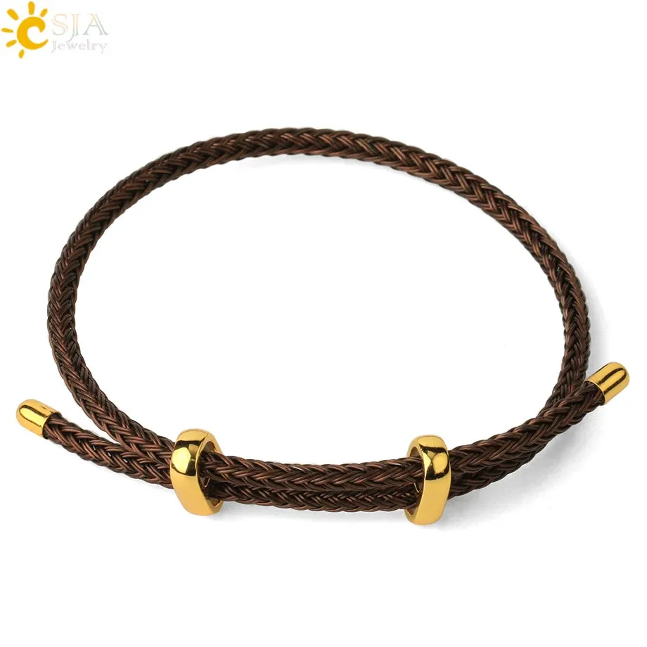 Red Black Steel Wire Adjustable Bangles Expandable Handmade Braided Rope Bracelet Couple Bracelets for Women Men Jewelry G434