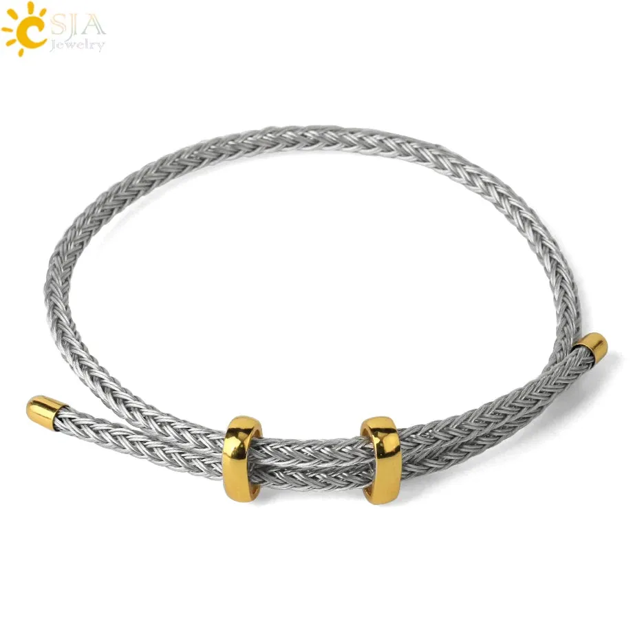 Red Black Steel Wire Adjustable Bangles Expandable Handmade Braided Rope Bracelet Couple Bracelets for Women Men Jewelry G434