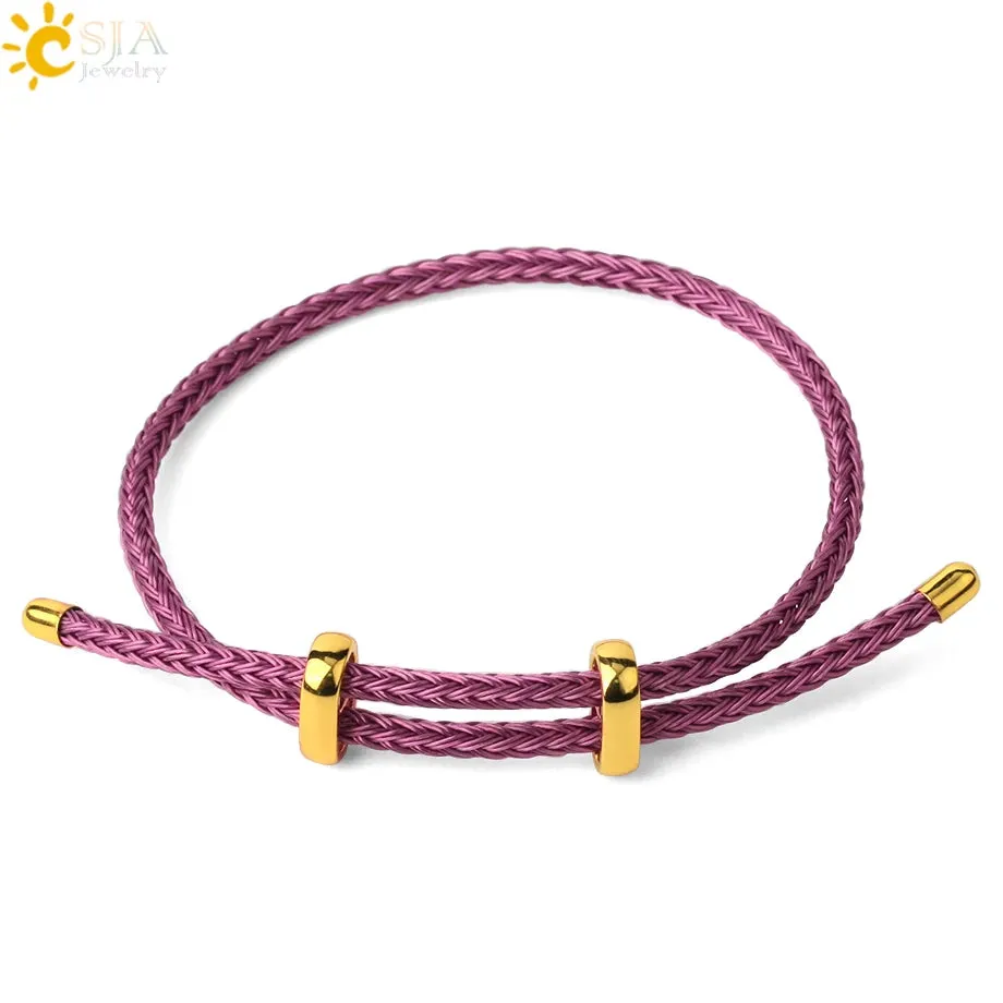 Red Black Steel Wire Adjustable Bangles Expandable Handmade Braided Rope Bracelet Couple Bracelets for Women Men Jewelry G434