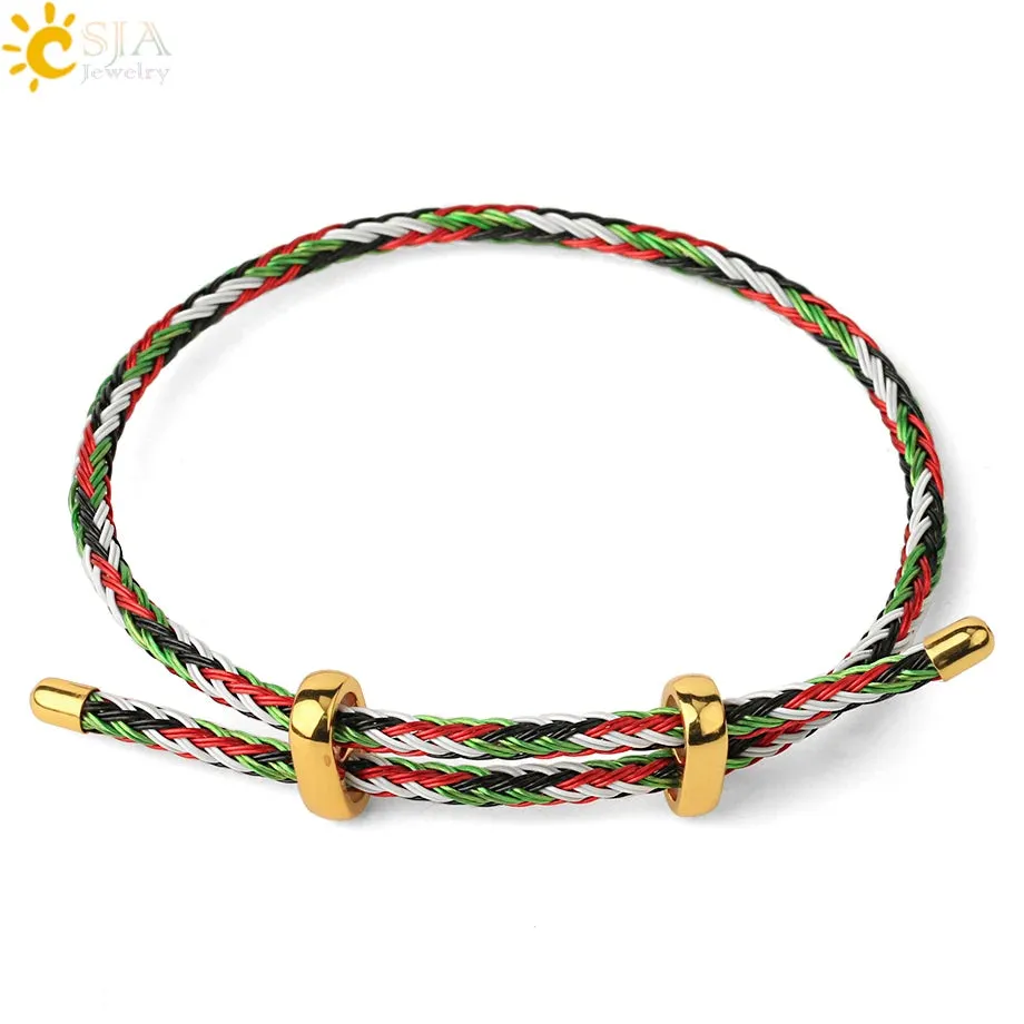 Red Black Steel Wire Adjustable Bangles Expandable Handmade Braided Rope Bracelet Couple Bracelets for Women Men Jewelry G434