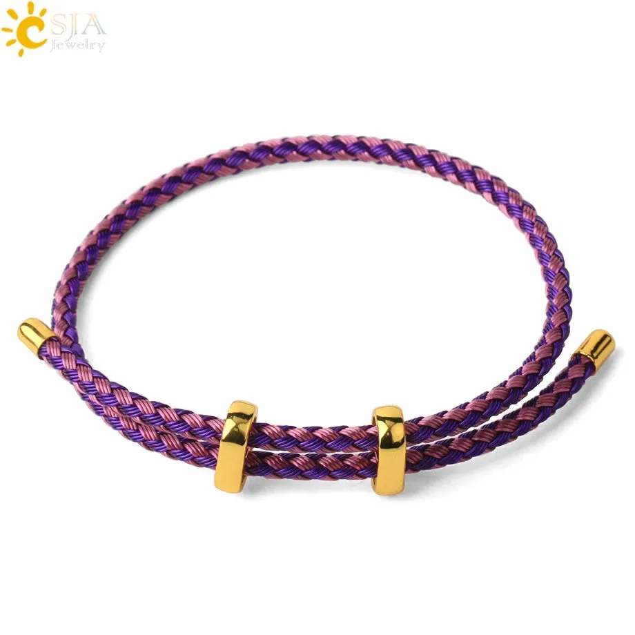 Red Black Steel Wire Adjustable Bangles Expandable Handmade Braided Rope Bracelet Couple Bracelets for Women Men Jewelry G434