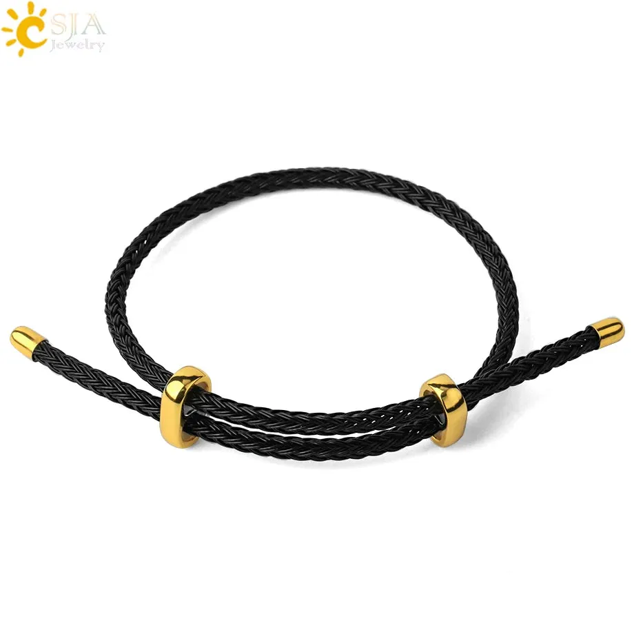 Red Black Steel Wire Adjustable Bangles Expandable Handmade Braided Rope Bracelet Couple Bracelets for Women Men Jewelry G434