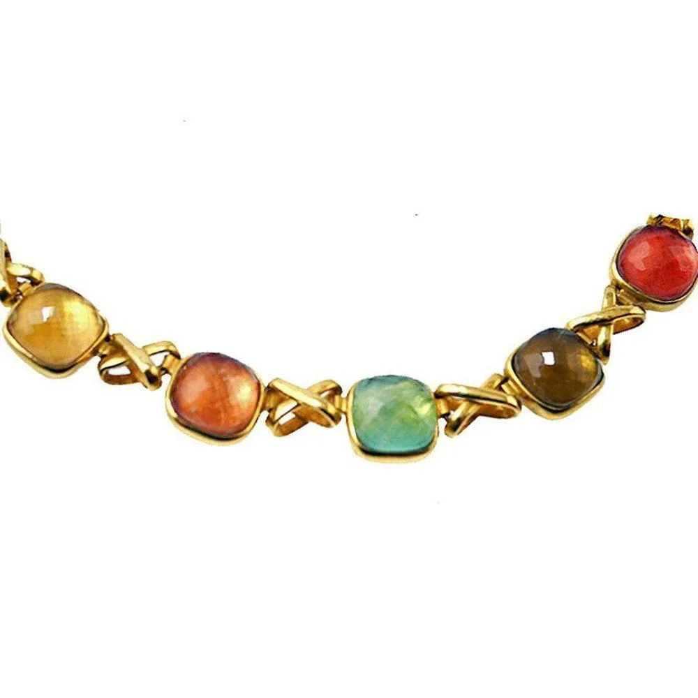 Reversable Square Stone and X Link Necklace