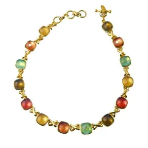 Reversable Square Stone and X Link Necklace