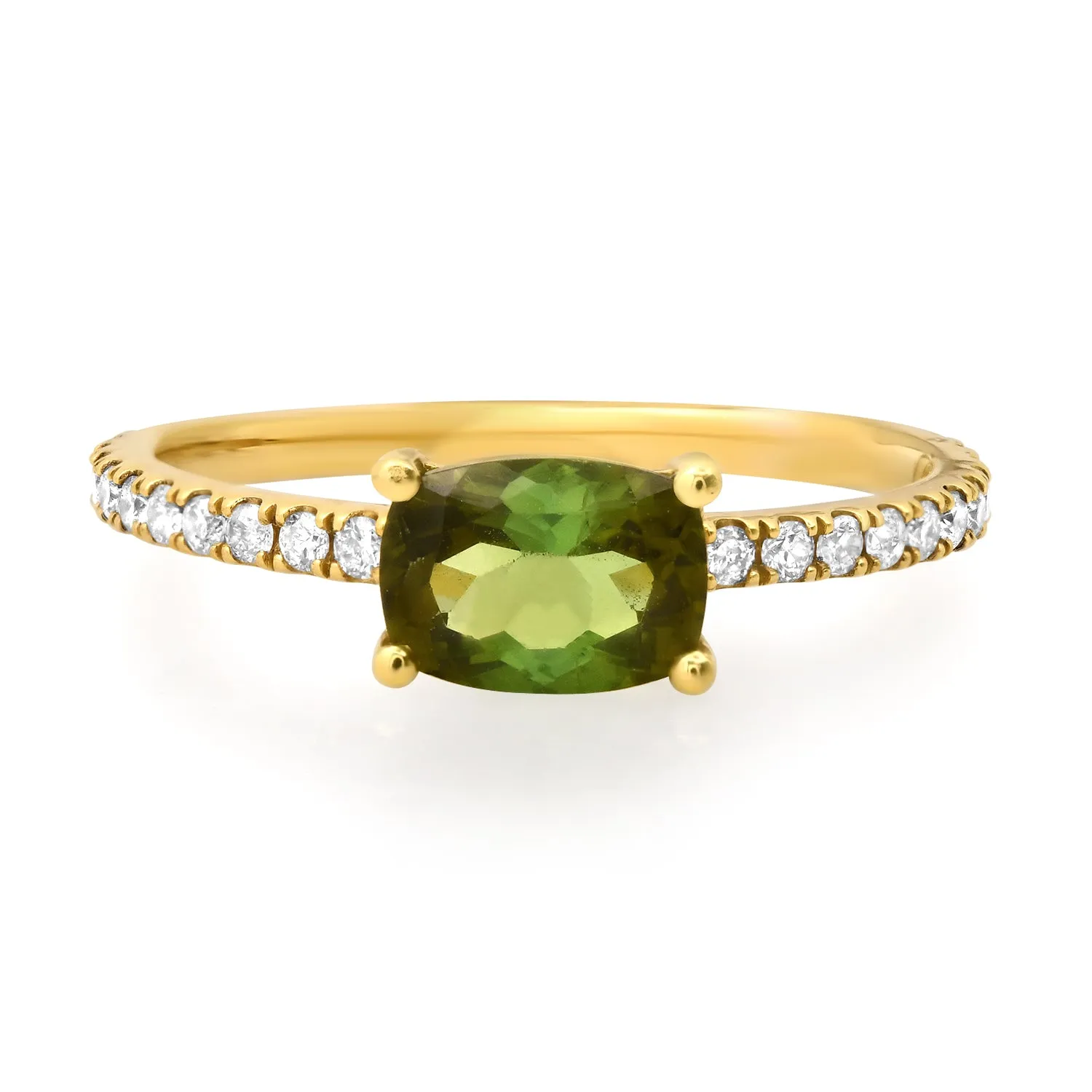 Saturated Oval Gemstone & Diamond Stacking Ring