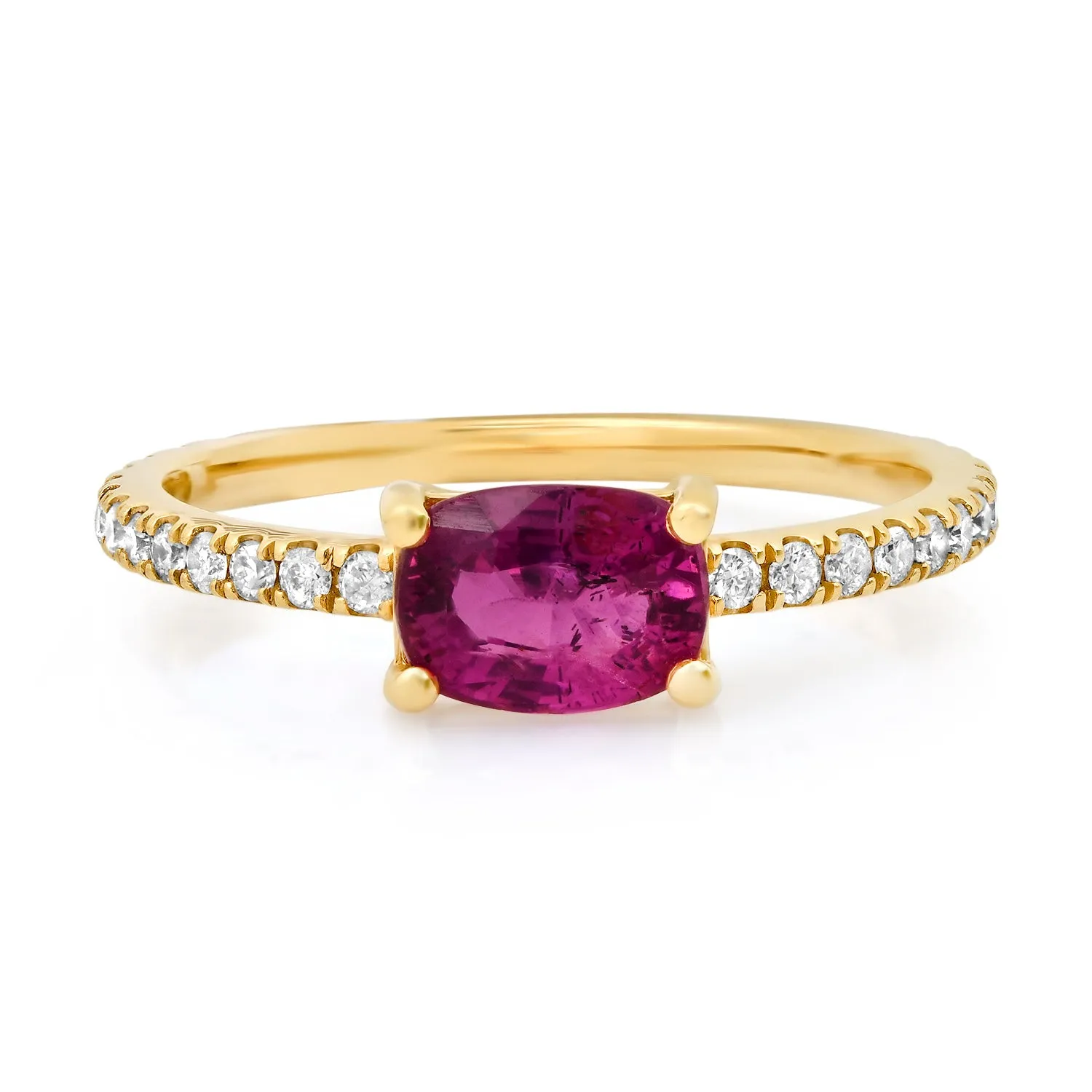 Saturated Oval Gemstone & Diamond Stacking Ring