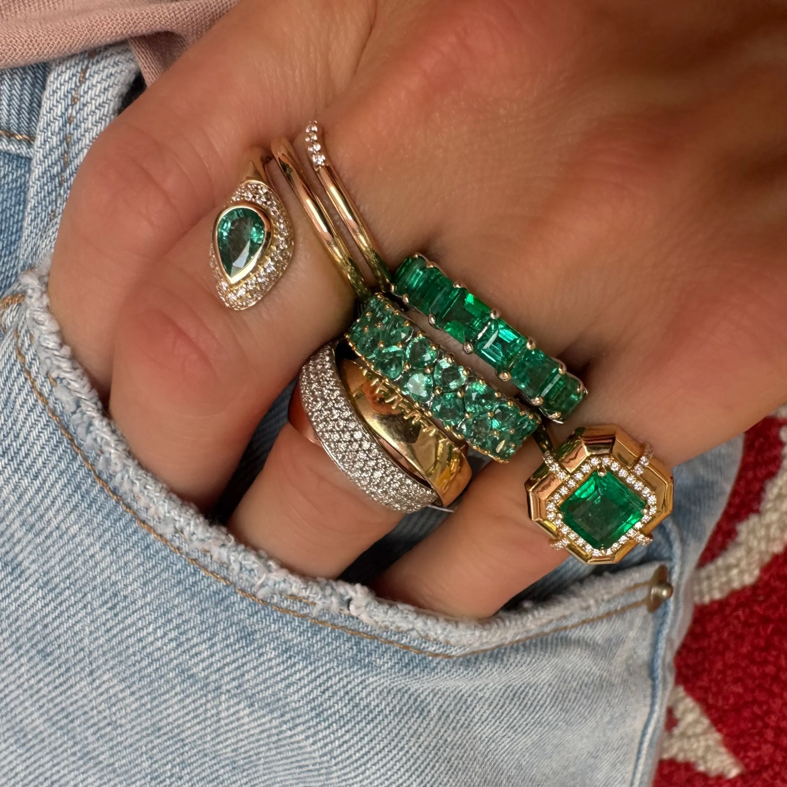Saturated Oval Gemstone & Diamond Stacking Ring