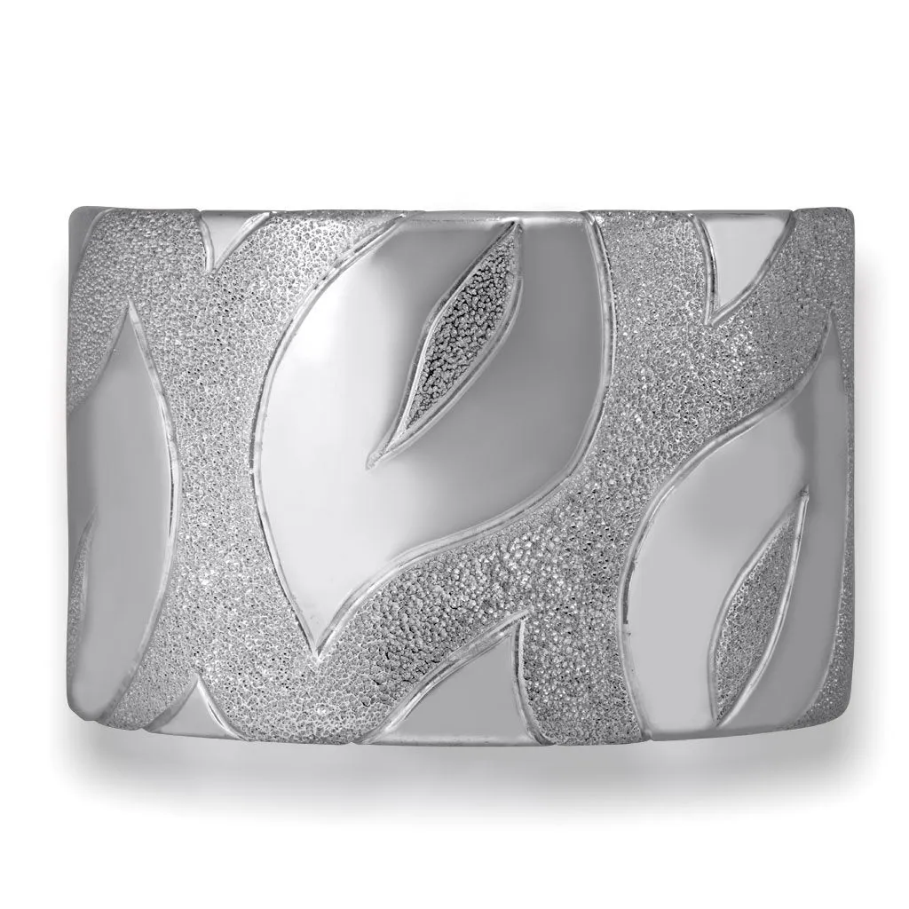 Silver Glossy Leaf Cuff Bracelet