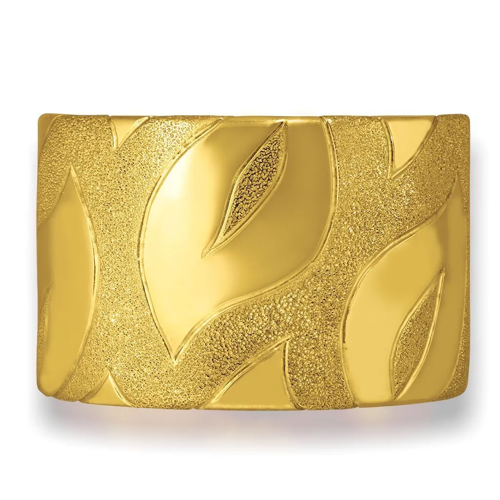 Silver Glossy Leaf Cuff Bracelet