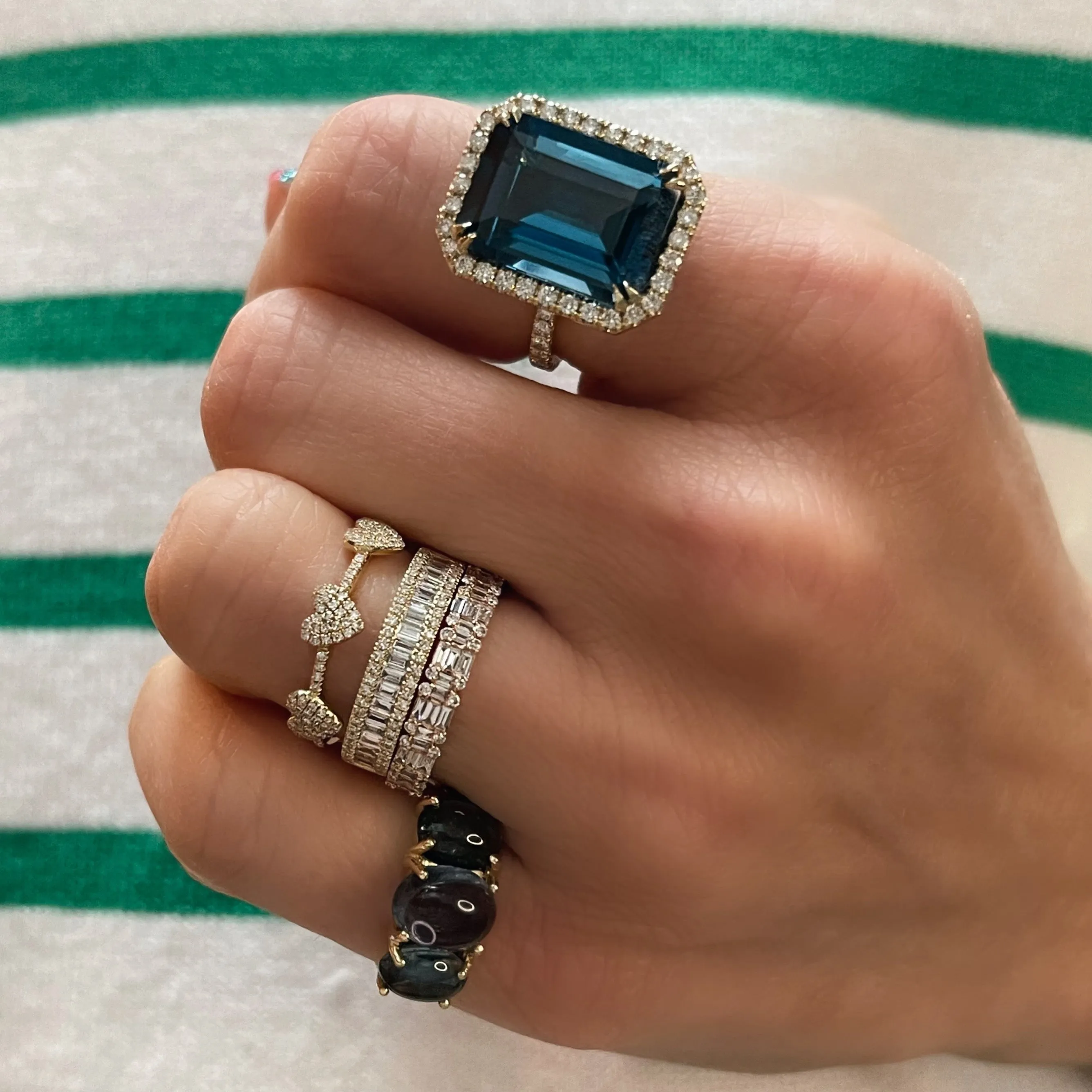 Small Gumdrop Three Stone Cabochon Ring