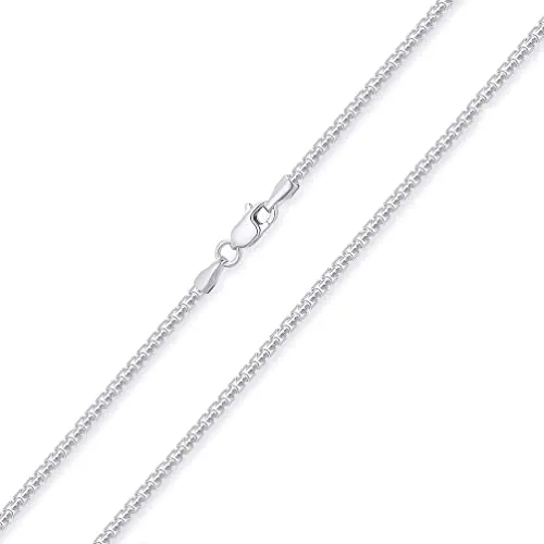Solid 14k Gold 1.5mm Round Box Link Chain Necklace with Lobster Claw Clasp Available in Yellow Gold or White Gold or Rose Gold