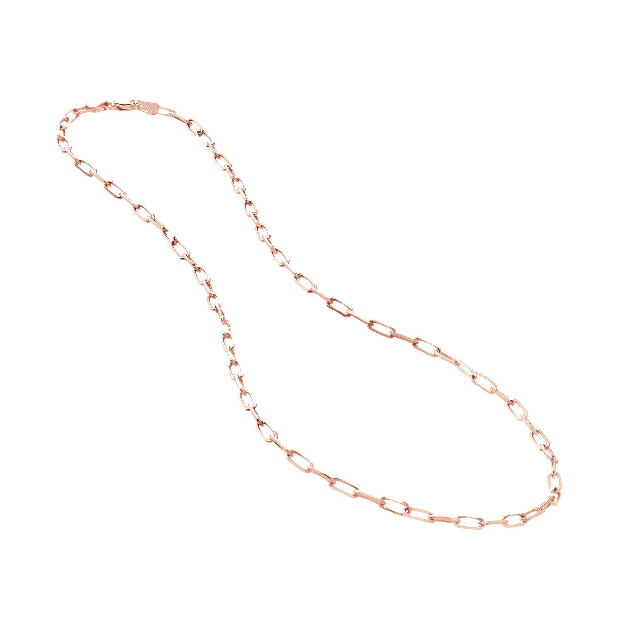 Solid 14K Gold 4mm Paperclip Chain Necklace with Lobster Lock - Diamond Cut